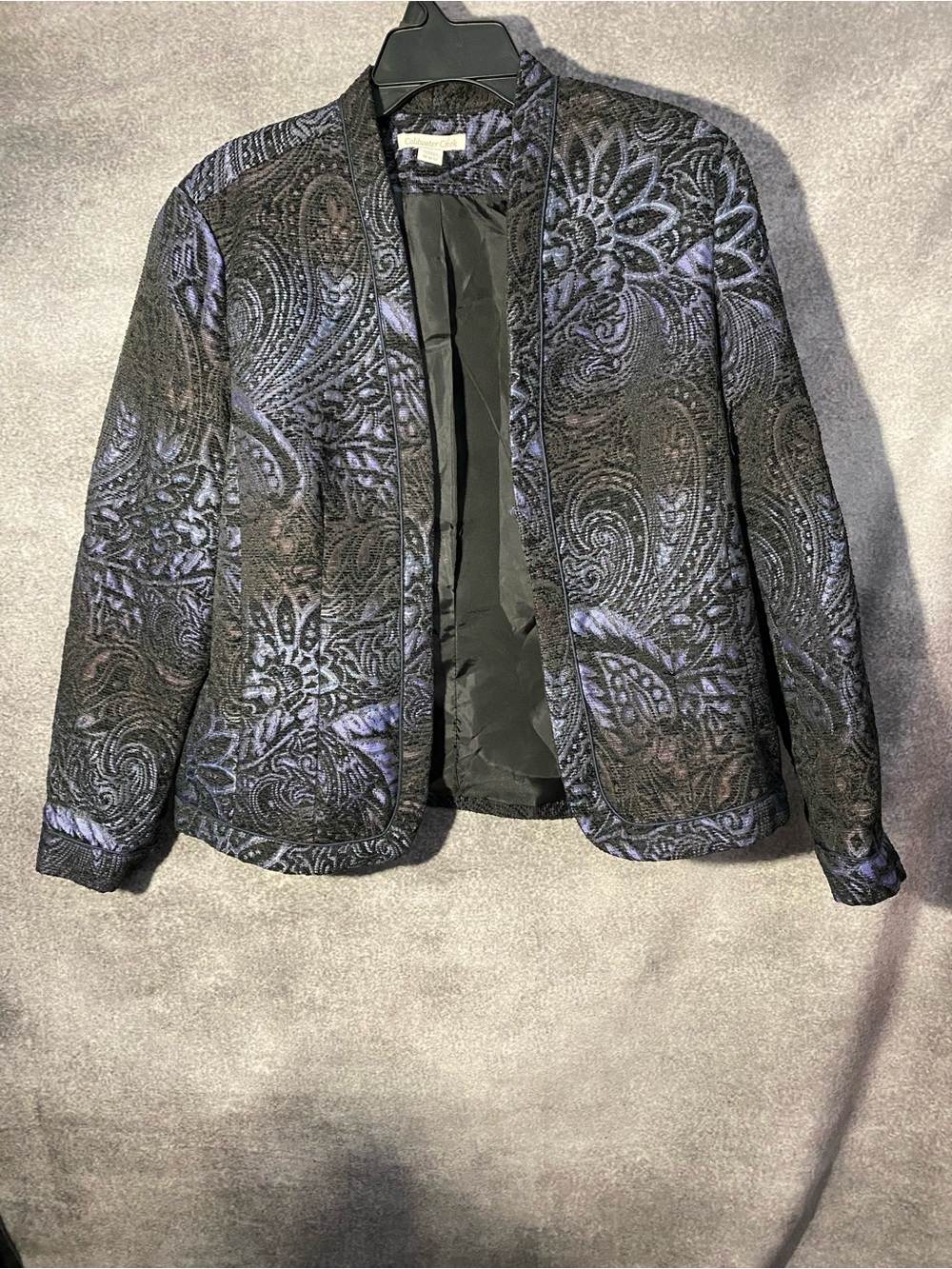 Coldwater Creek Paisley Jacquard Jacket M 10-12 Blue